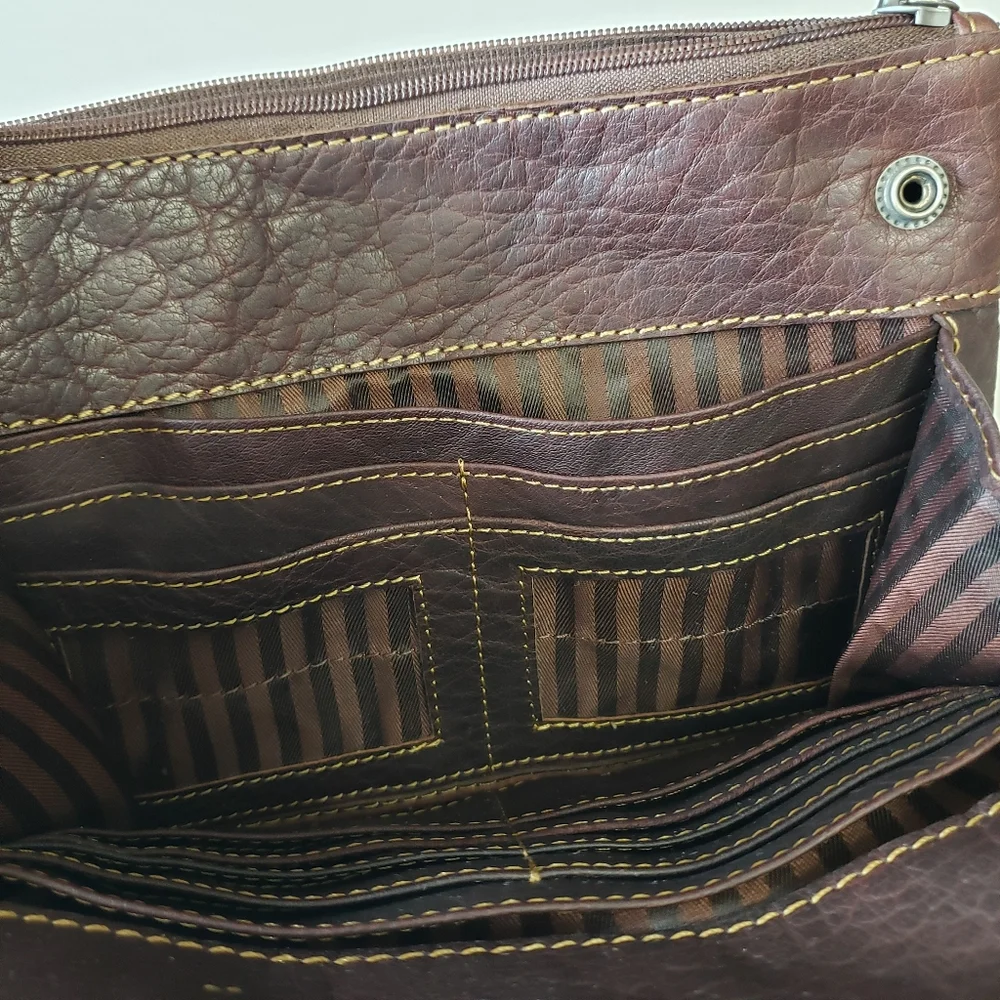 Jack Georges Brown Genuine Leather Crossbody Purse with adjustable strap - Picture 8 of 14